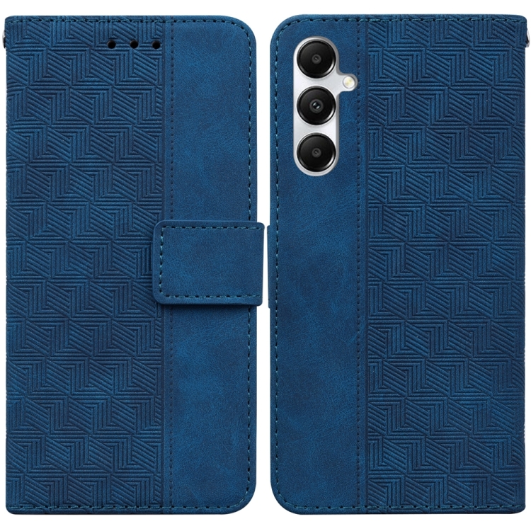 

For Samsung Galaxy A05s Geometric Embossed Leather Phone Case(Blue)