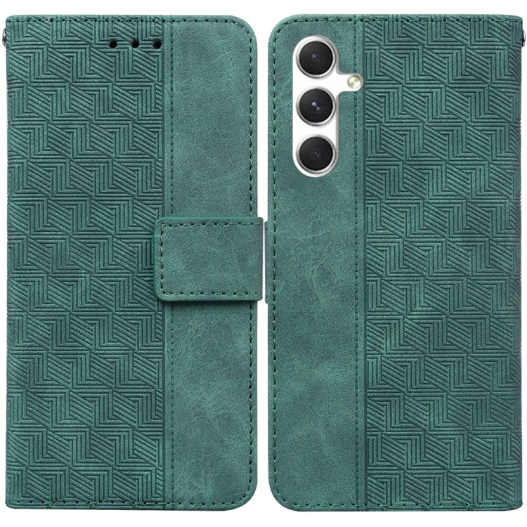 

For Samsung Galaxy S24+ 5G Geometric Embossed Leather Phone Case(Green)