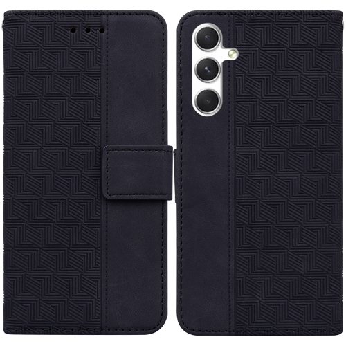 

For Samsung Galaxy S24 5G Geometric Embossed Leather Phone Case(Black)