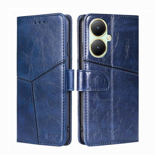 

For vivo Y35+ 5G Geometric Stitching Leather Phone Case(Blue)