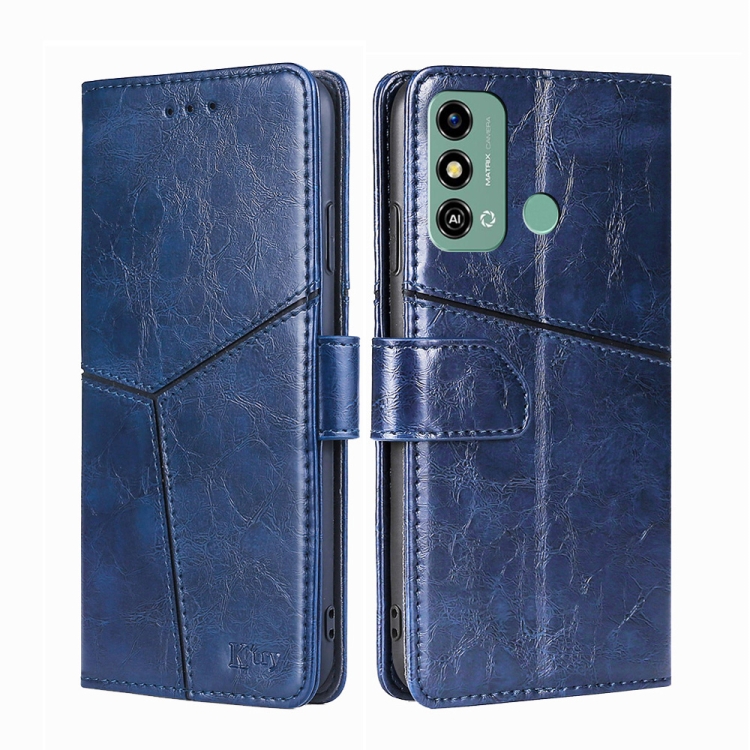 

For ZTE Blade A53 4G Geometric Stitching Leather Phone Case(Blue)