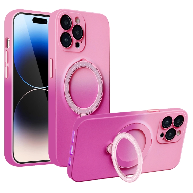 

For iPhone 14 Pro Max MagSafe Holder Gradient TPU Phone Case(Pink Red)