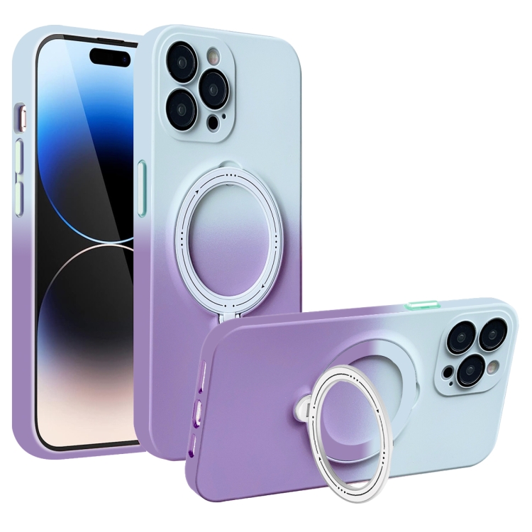 

For iPhone 14 Pro Max MagSafe Holder Gradient TPU Phone Case(Gray Purple)