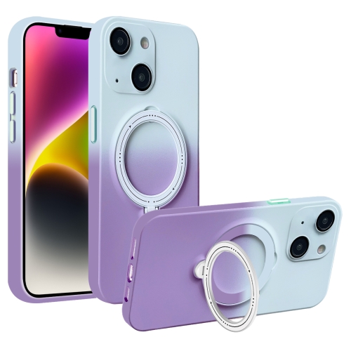 

For iPhone 14 MagSafe Holder Gradient TPU Phone Case(Gray Purple)