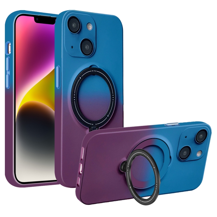 

For iPhone 14 MagSafe Holder Gradient TPU Phone Case(Blue Purple)