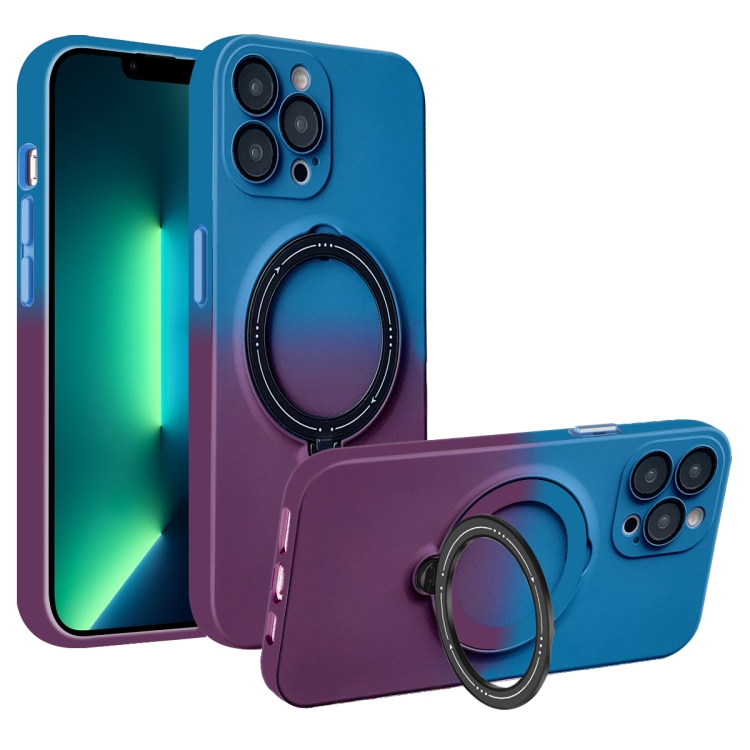 

For iPhone 13 Pro MagSafe Holder Gradient TPU Phone Case(Blue Purple)