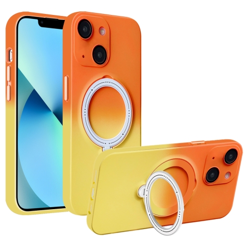 

For iPhone 13 MagSafe Holder Gradient TPU Phone Case(Orange Yellow)