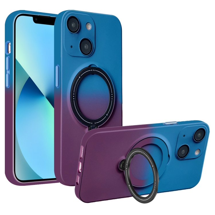 

For iPhone 13 MagSafe Holder Gradient TPU Phone Case(Blue Purple)