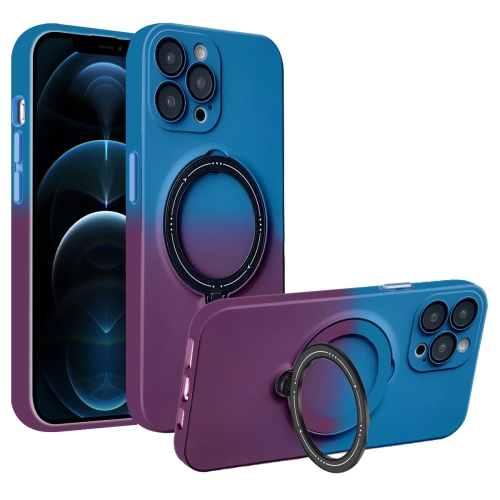 

For iPhone 12 Pro MagSafe Holder Gradient TPU Phone Case(Blue Purple)