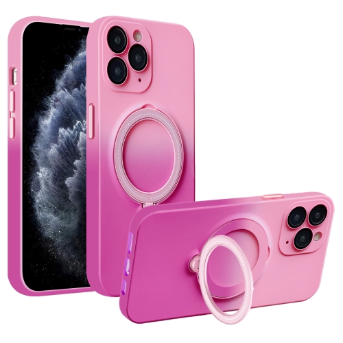 

For iPhone 11 Pro Max MagSafe Holder Gradient TPU Phone Case(Pink Red)