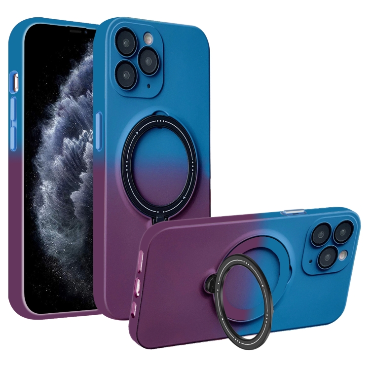 

For iPhone 11 Pro MagSafe Holder Gradient TPU Phone Case(Blue Purple)