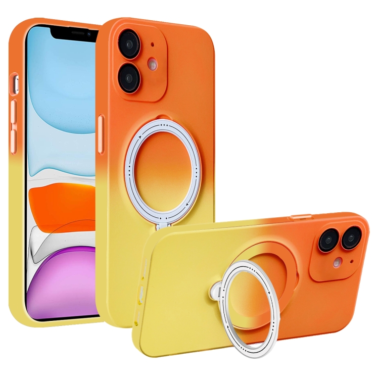 

For iPhone 11 MagSafe Holder Gradient TPU Phone Case(Orange Yellow)