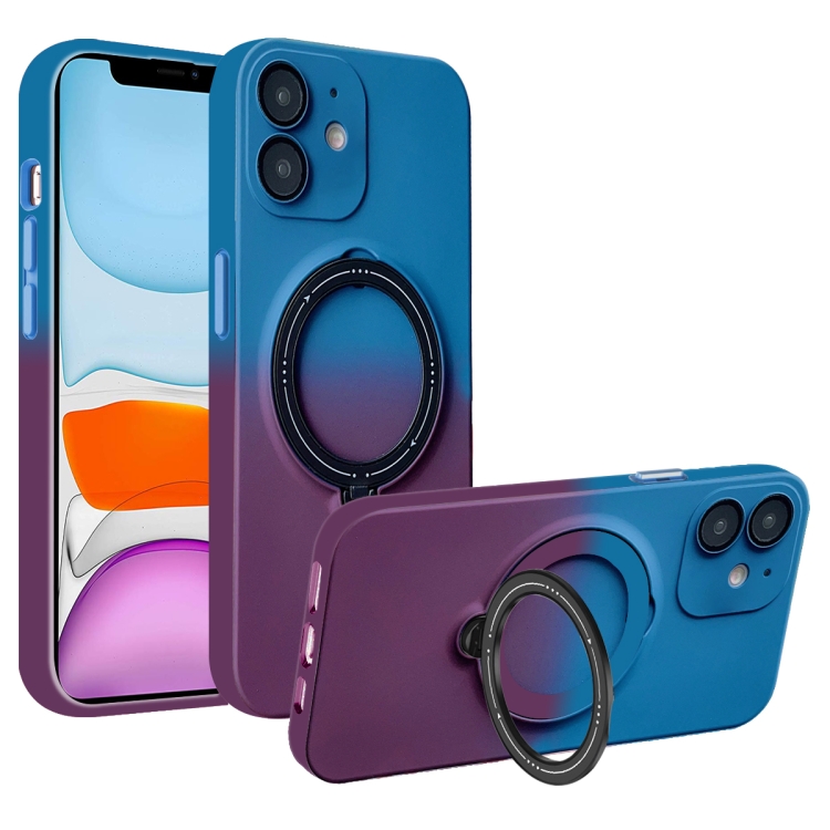 

For iPhone 11 MagSafe Holder Gradient TPU Phone Case(Blue Purple)