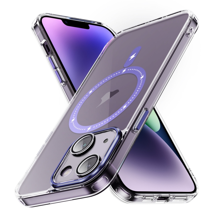 

For iPhone 14 Airbag Shockproof MagSafe Phone Case(Light Purple)