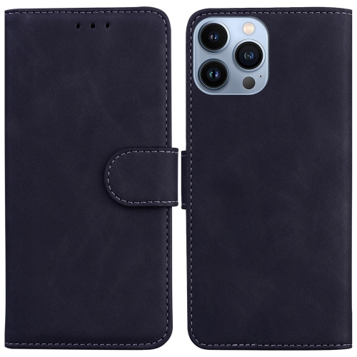 

For iPhone 14 Pro Skin Feel Pure Color Flip Leather Phone Case(Black)