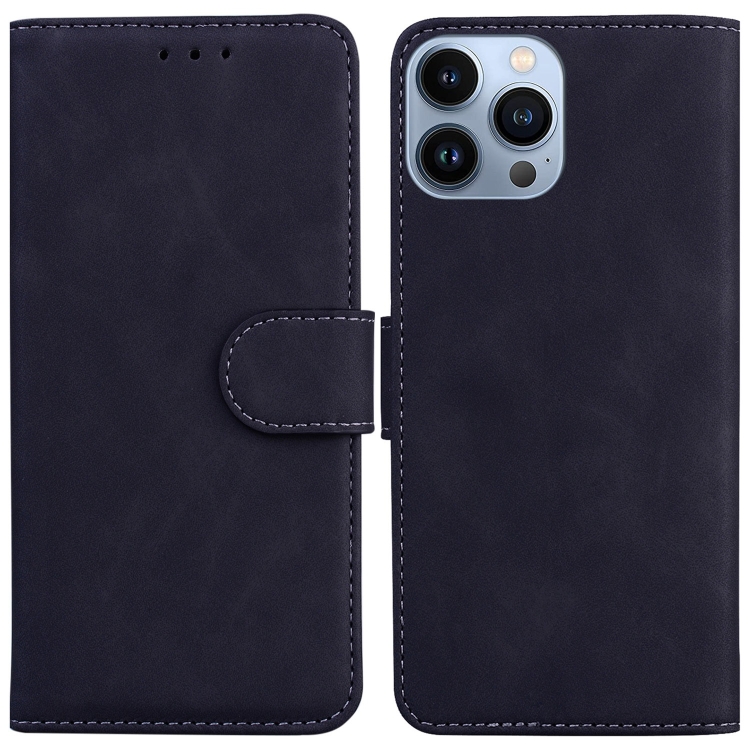 

For iPhone 14 Pro Max Skin Feel Pure Color Flip Leather Phone Case(Black)