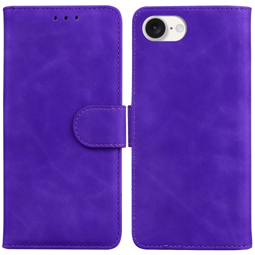 

For iPhone SE 2024 Skin Feel Pure Color Flip Leather Phone Case(Purple)