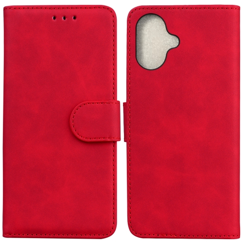 

For iPhone 16 Plus Skin Feel Pure Color Flip Leather Phone Case(Red)