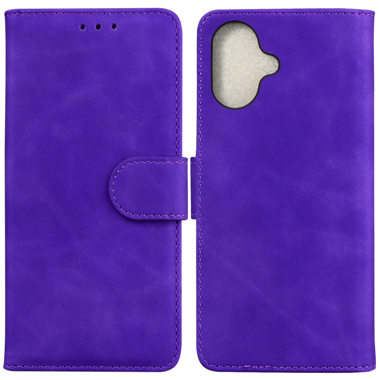 

For iPhone 16 Skin Feel Pure Color Flip Leather Phone Case(Purple)