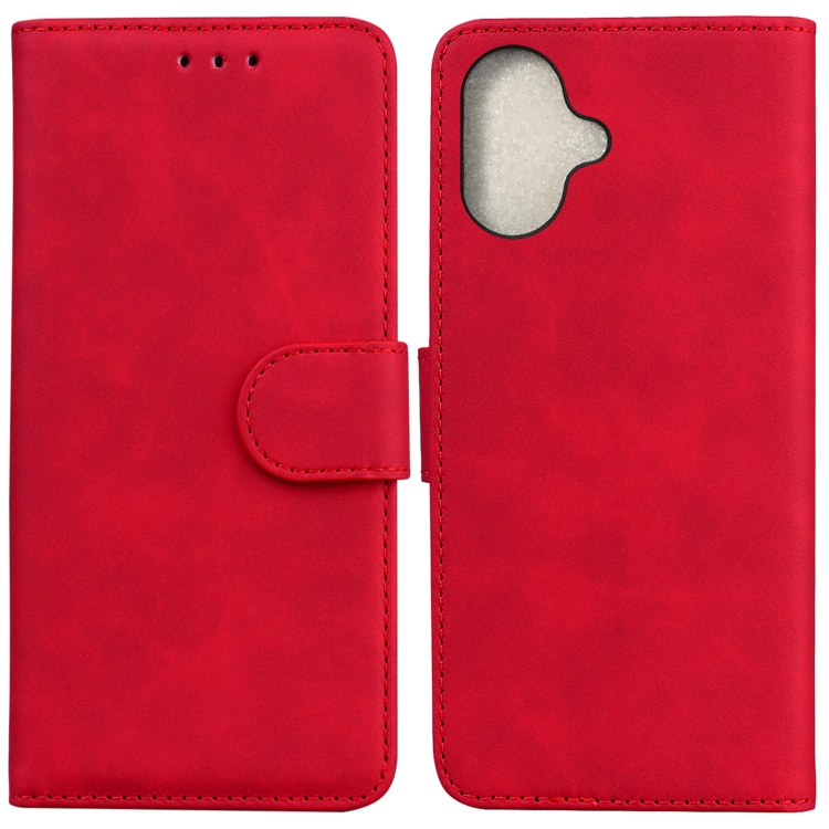 

For iPhone 16 Skin Feel Pure Color Flip Leather Phone Case(Red)