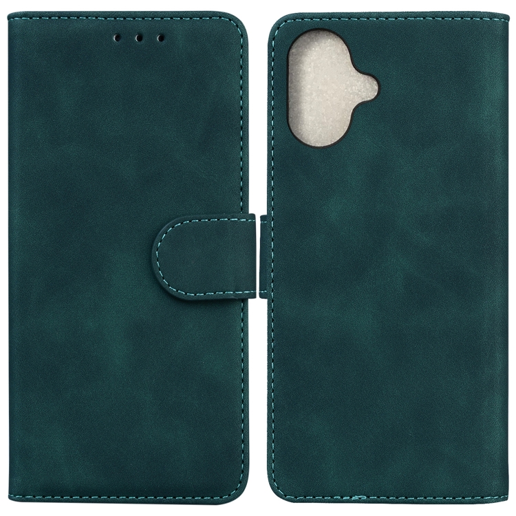 

For iPhone 16 Skin Feel Pure Color Flip Leather Phone Case(Green)
