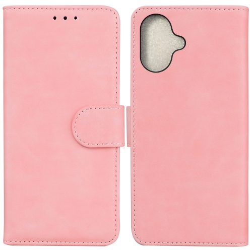 

For iPhone 16 Skin Feel Pure Color Flip Leather Phone Case(Pink)