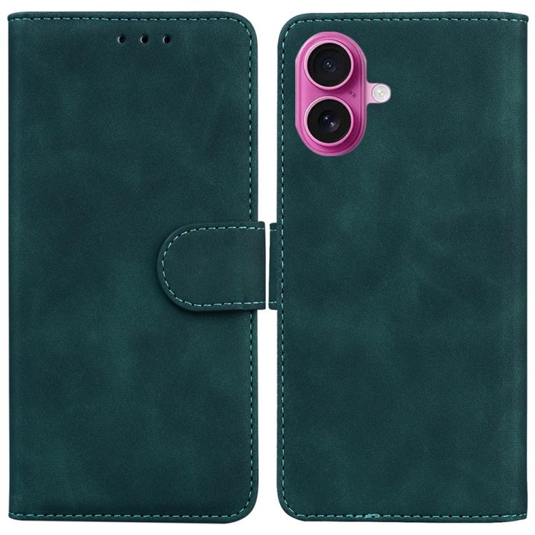 

For iPhone 17 Skin Feel Pure Color Flip Leather Phone Case(Green)