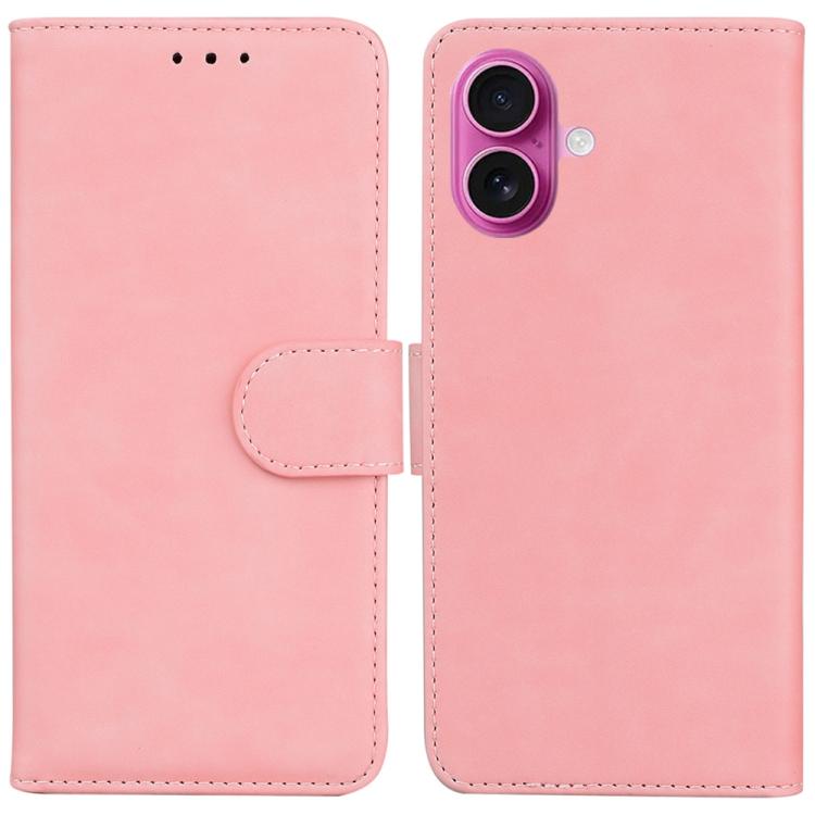 

For iPhone 17 Skin Feel Pure Color Flip Leather Phone Case(Pink)