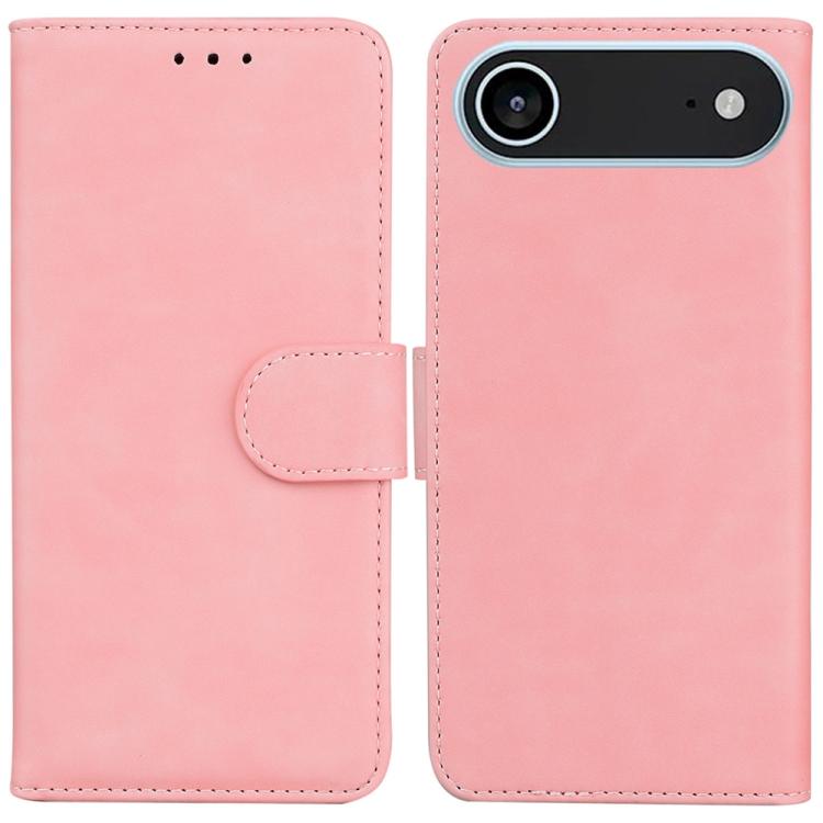 

For iPhone 17 Air Skin Feel Pure Color Flip Leather Phone Case(Pink)