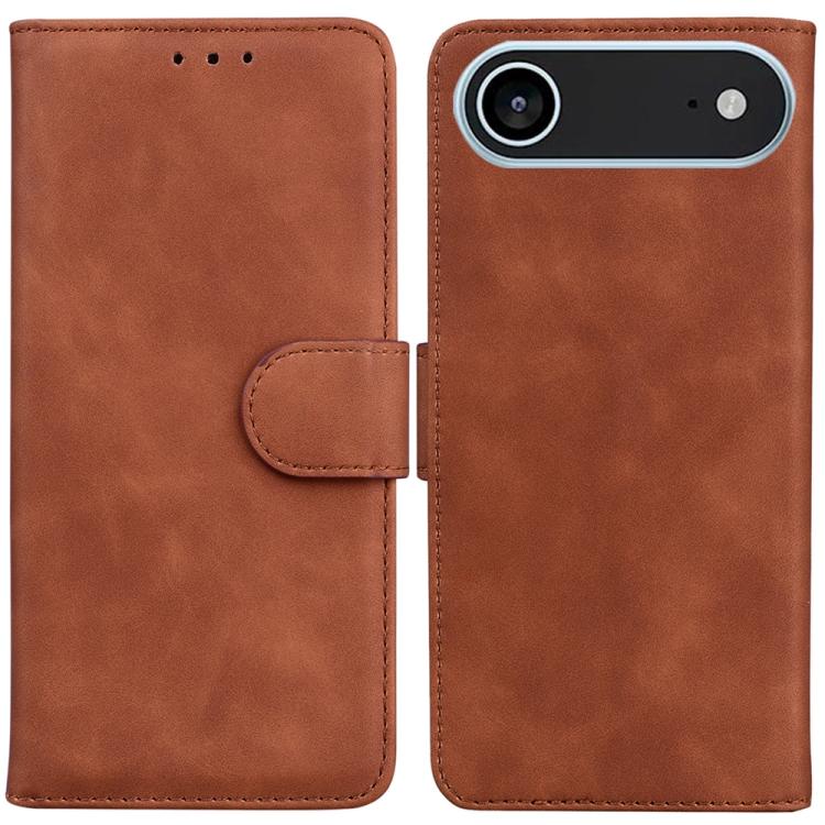 

For iPhone 17 Air Skin Feel Pure Color Flip Leather Phone Case(Brown)