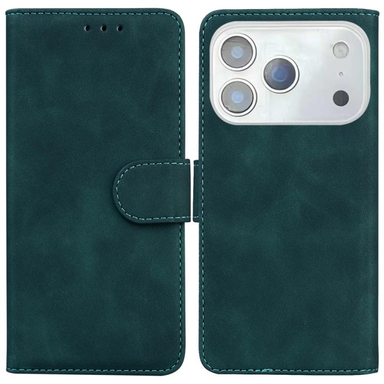 

For iPhone 17 Pro Max Skin Feel Pure Color Flip Leather Phone Case(Green)