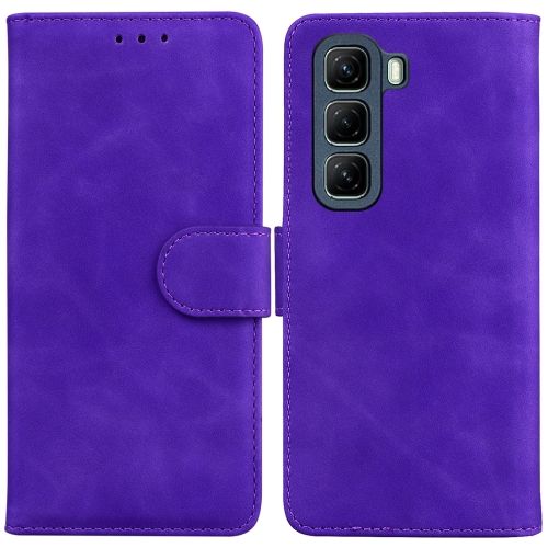 

For Infinix Hot 50 4G Skin Feel Pure Color Flip Leather Phone Case(Purple)