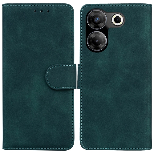 

For Tecno Camon 20 Pro 4G / 20 Skin Feel Pure Color Flip Leather Phone Case(Green)