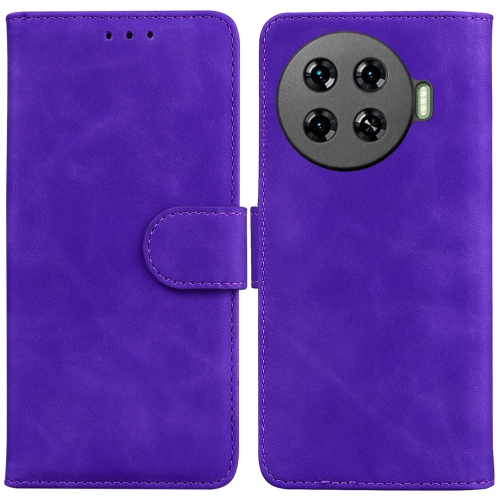

For Tecno Spark 20 Pro+ 4G Skin Feel Pure Color Flip Leather Phone Case(Purple)