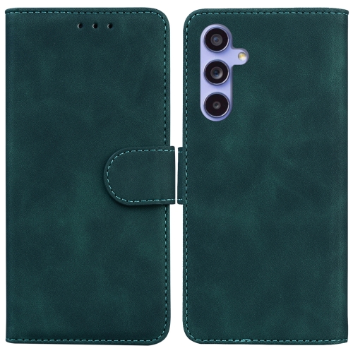 

For Samsung Galaxy S23 FE 5G Skin Feel Pure Color Flip Leather Phone Case(Green)