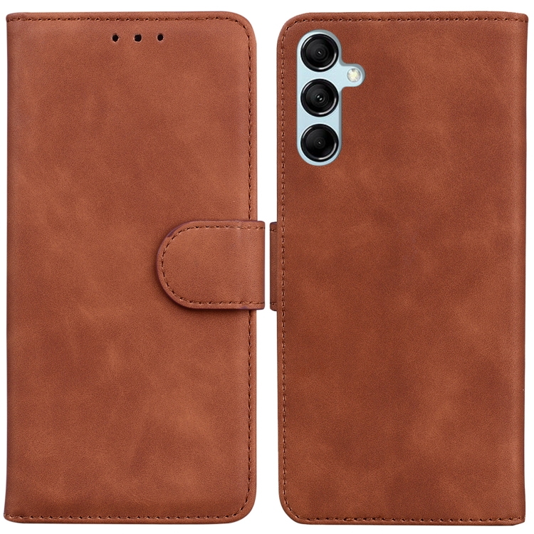 

For Samsung Galaxy A15 Skin Feel Pure Color Flip Leather Phone Case(Brown)