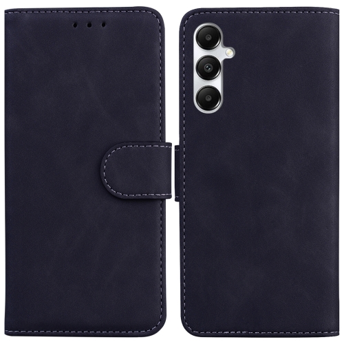 

For Samsung Galaxy A05s Skin Feel Pure Color Flip Leather Phone Case(Black)