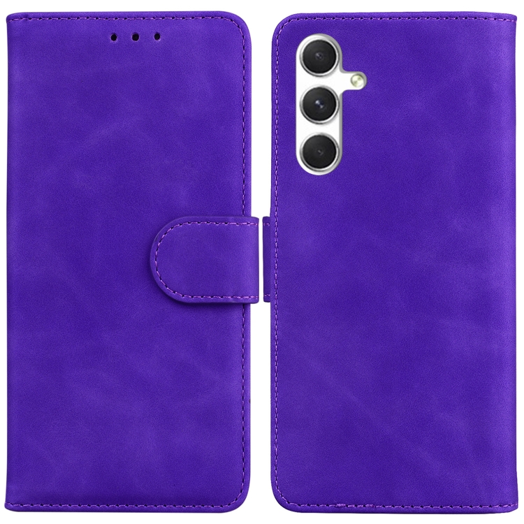

For Samsung Galaxy S24+ 5G Skin Feel Pure Color Flip Leather Phone Case(Purple)