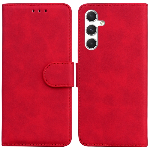 

For Samsung Galaxy S24 5G Skin Feel Pure Color Flip Leather Phone Case(Red)