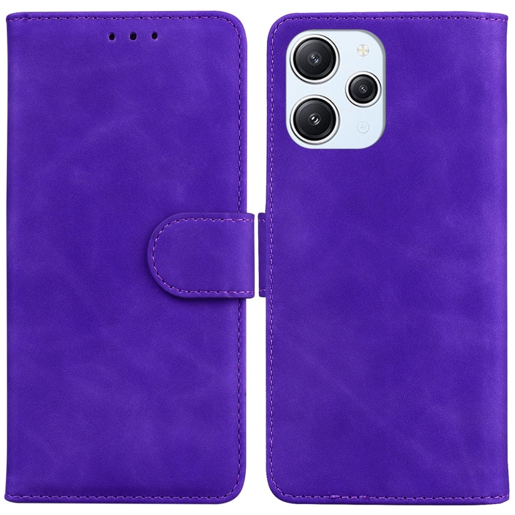 

For Xiaomi Redmi 12 Skin Feel Pure Color Flip Leather Phone Case(Purple)