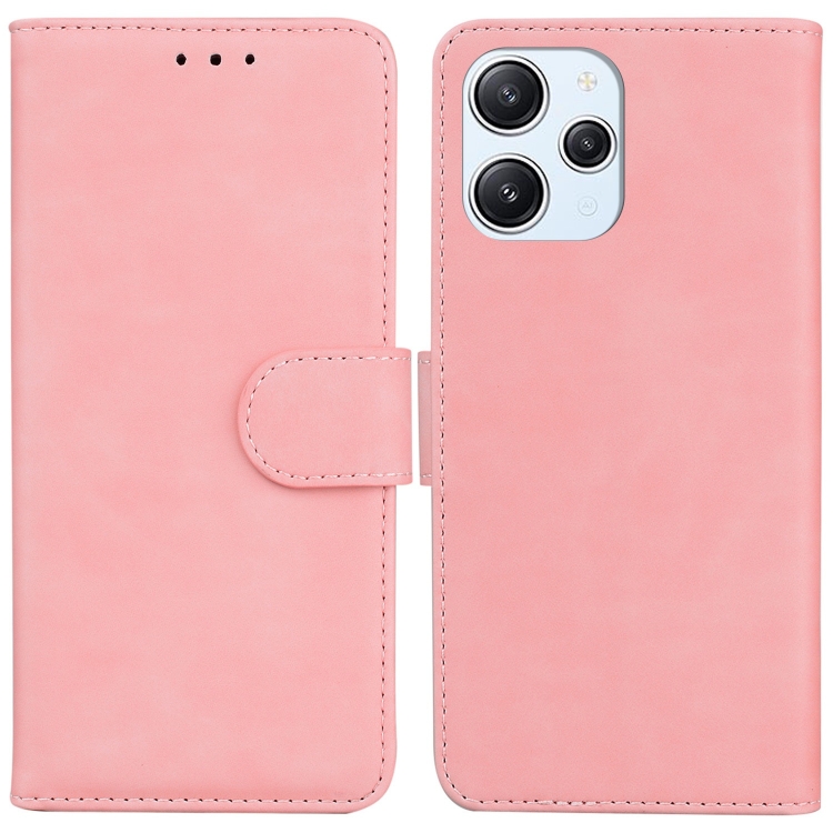 

For Xiaomi Redmi 12 Skin Feel Pure Color Flip Leather Phone Case(Pink)