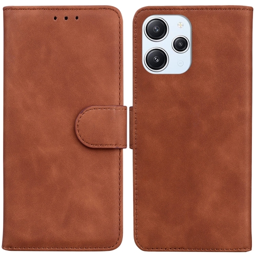 

For Xiaomi Redmi 12 Skin Feel Pure Color Flip Leather Phone Case(Brown)