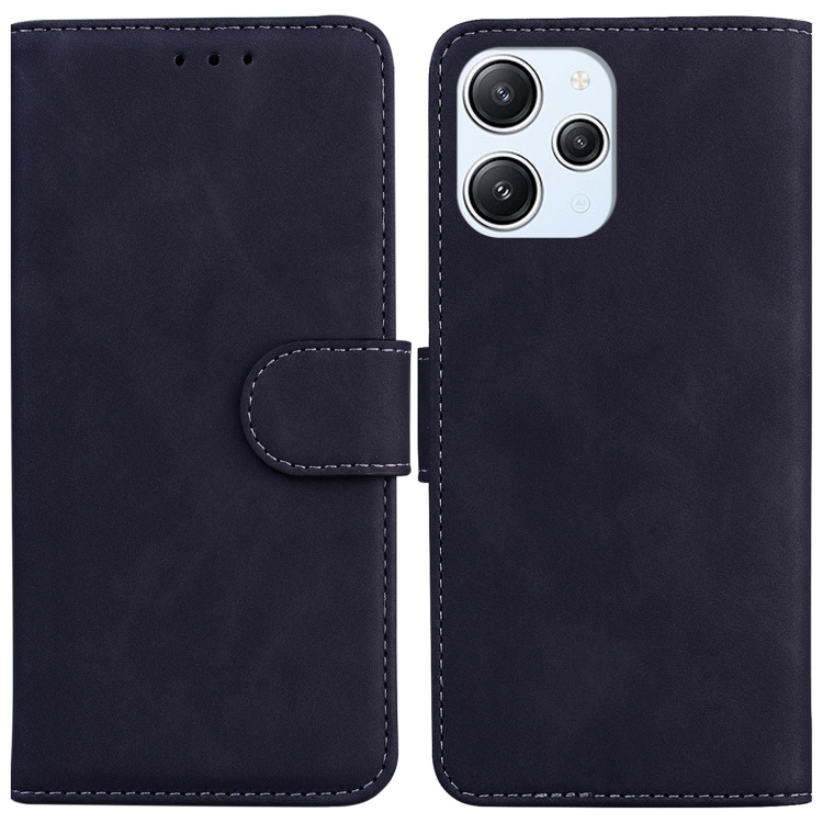 

For Xiaomi Redmi 12 Skin Feel Pure Color Flip Leather Phone Case(Black)