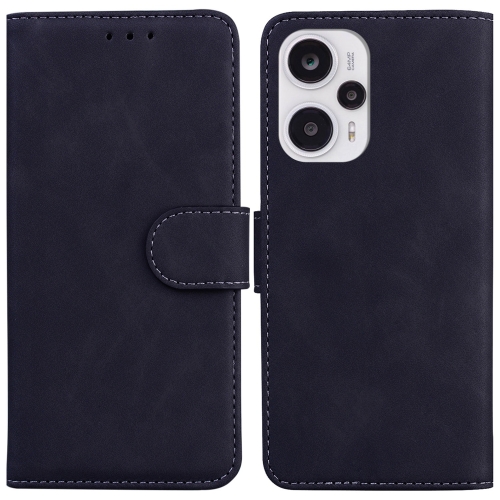 

For Xiaomi Poco F5 / Redmi Note 12 Turbo Skin Feel Pure Color Flip Leather Phone Case(Black)