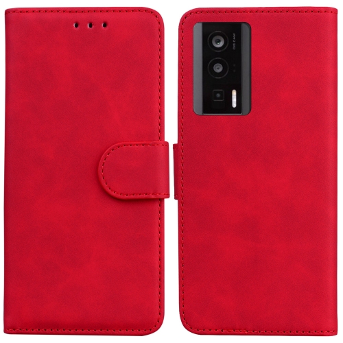 

For Xiaomi Poco F5 Pro / Redmi K60 Skin Feel Pure Color Flip Leather Phone Case(Red)