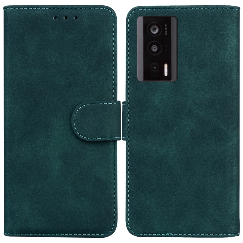 

For Xiaomi Poco F5 Pro / Redmi K60 Skin Feel Pure Color Flip Leather Phone Case(Green)