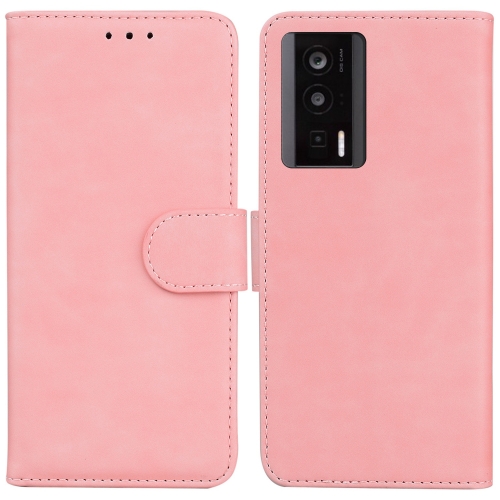 

For Xiaomi Poco F5 Pro / Redmi K60 Skin Feel Pure Color Flip Leather Phone Case(Pink)