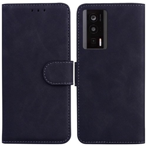 

For Xiaomi Poco F5 Pro / Redmi K60 Skin Feel Pure Color Flip Leather Phone Case(Black)
