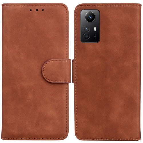 

For Xiaomi Redmi Note 12S Skin Feel Pure Color Flip Leather Phone Case(Brown)