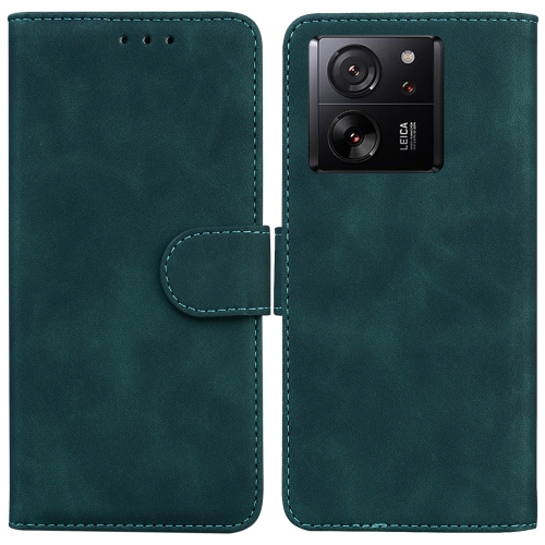 

For Xiaomi 13T / 13T Pro / Redmi K60 Ultra Skin Feel Pure Color Flip Leather Phone Case(Green)
